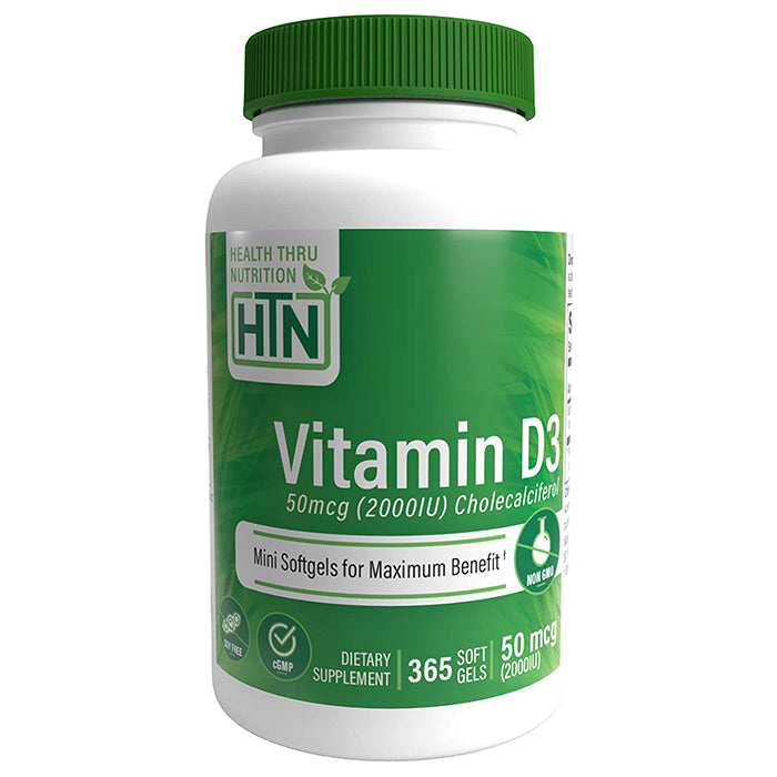 Health Thru Nutrition Vitamin D3 50mcg (2,000 IU) Cholecalciferol 365 Softgels