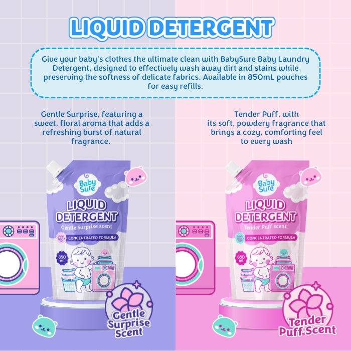 Baby Sure Liquid Detergent 850ml - Tender Puff