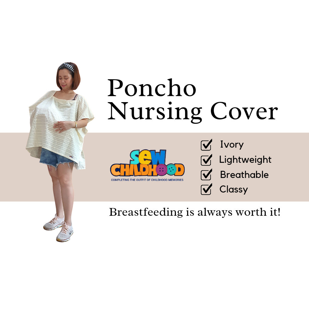Sew Childhood Poncho Nursing Cover Textured Cotton - Ivory