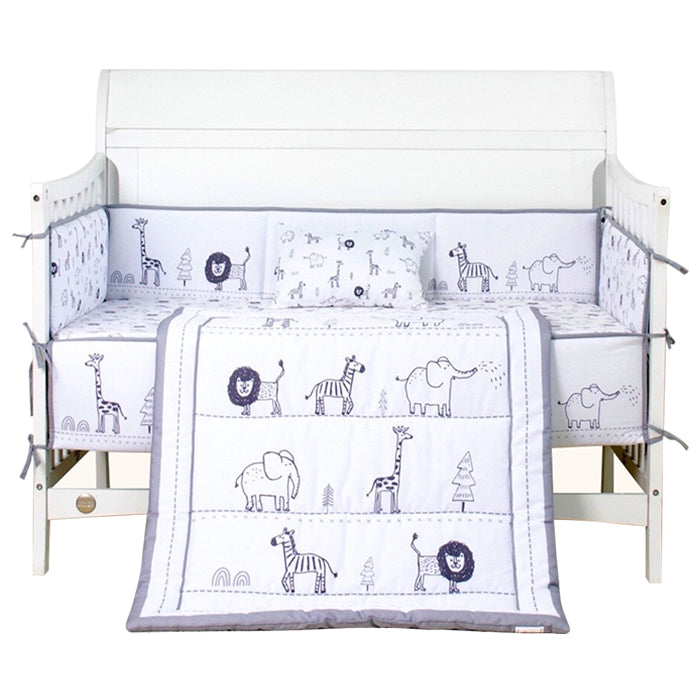 Juju Nursery 7-Piece 100% Cotton Crib Bedding Set - Animal Parade