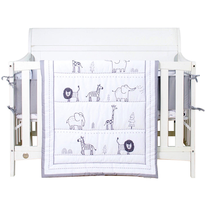 Juju Nursery 7-Piece 100% Cotton Crib Bedding Set - Animal Parade