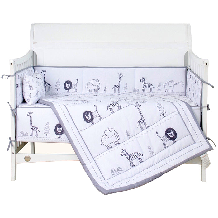 Juju Nursery 7-Piece 100% Cotton Crib Bedding Set - Animal Parade