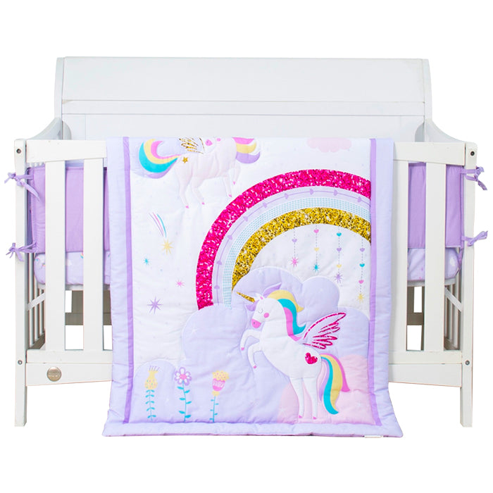 Juju Nursery 7-Piece 100% Cotton Crib Bedding Set - Unicorn Dreams