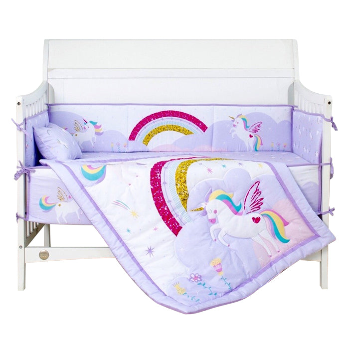 Juju Nursery 7-Piece 100% Cotton Crib Bedding Set - Unicorn Dreams