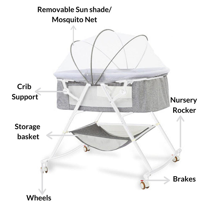 Juju Nursery Baby Bedside Co-sleeper Crib - Violet