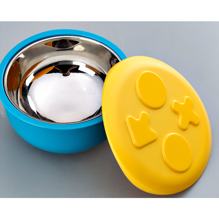 Keaide Biddy Removable Stainless Steel Constant Temp Bowl - Yellow/Blue