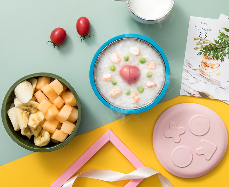 Keaide Biddy Removable Stainless Steel Constant Temp Bowl - Red/Aqua