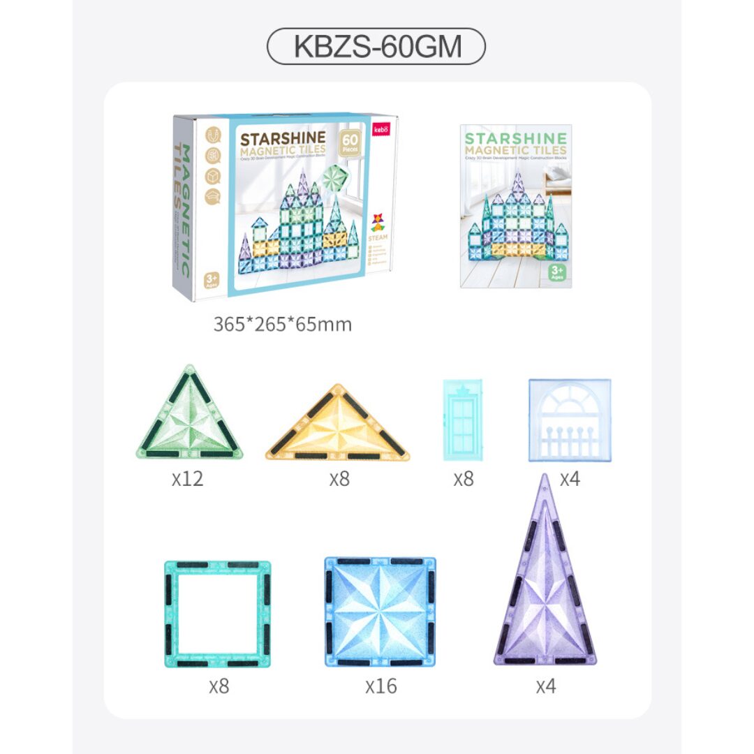 Kebo Starshine Magnetic Tiles - 60pcs