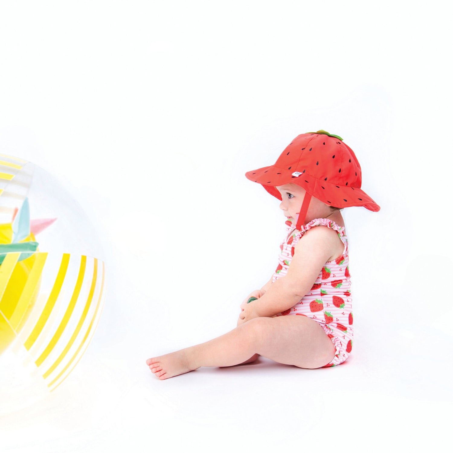 Zoocchini Girl Snap Swimsuit and Sunhat Set - Strawberry