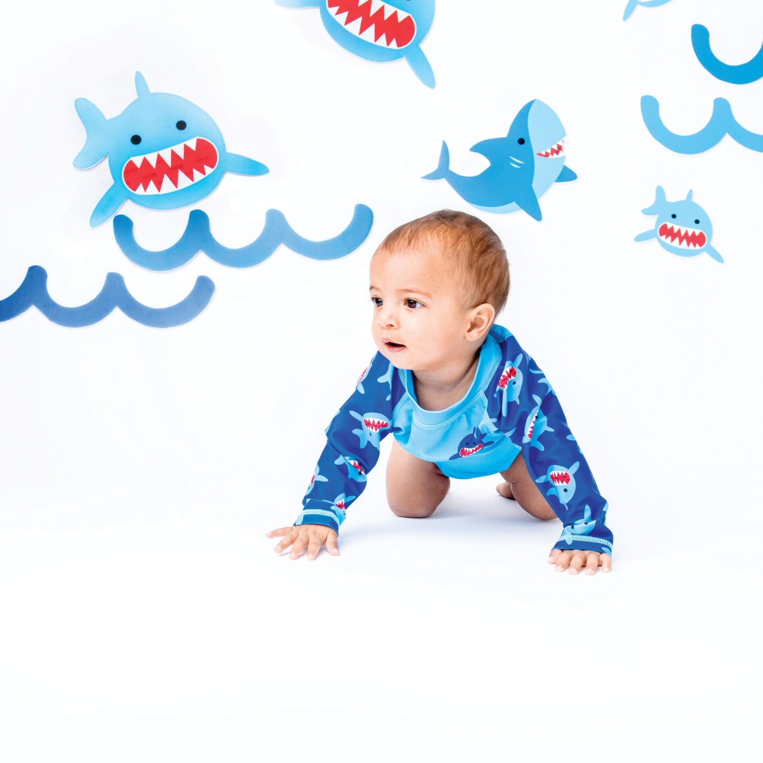 Zoocchini 3-Piece Set (Sunhat, Rashguard, Swim Diaper) - Sherman the Shark