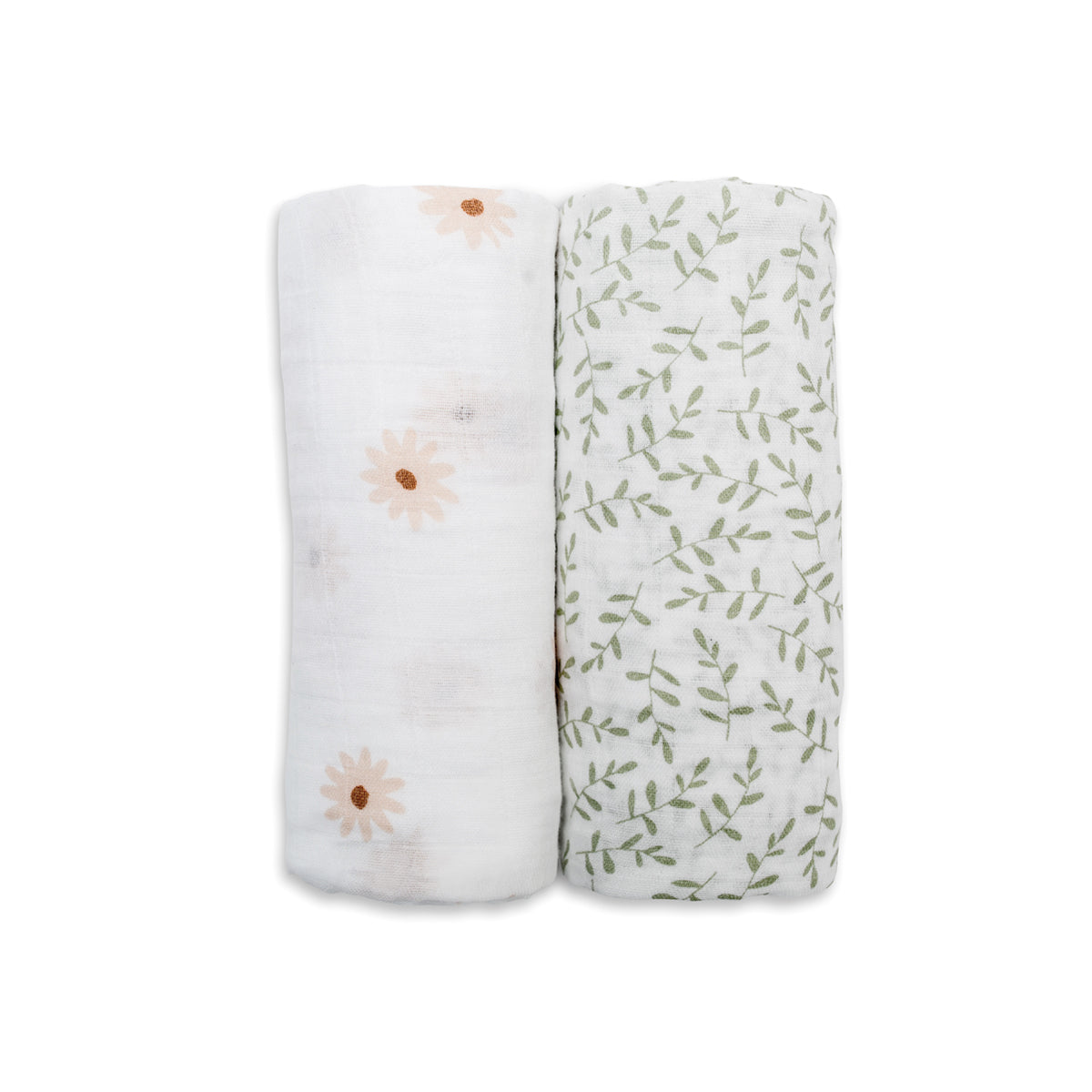 Lulujo Cotton Muslin Set of 2 Large - Daisies and Greenery