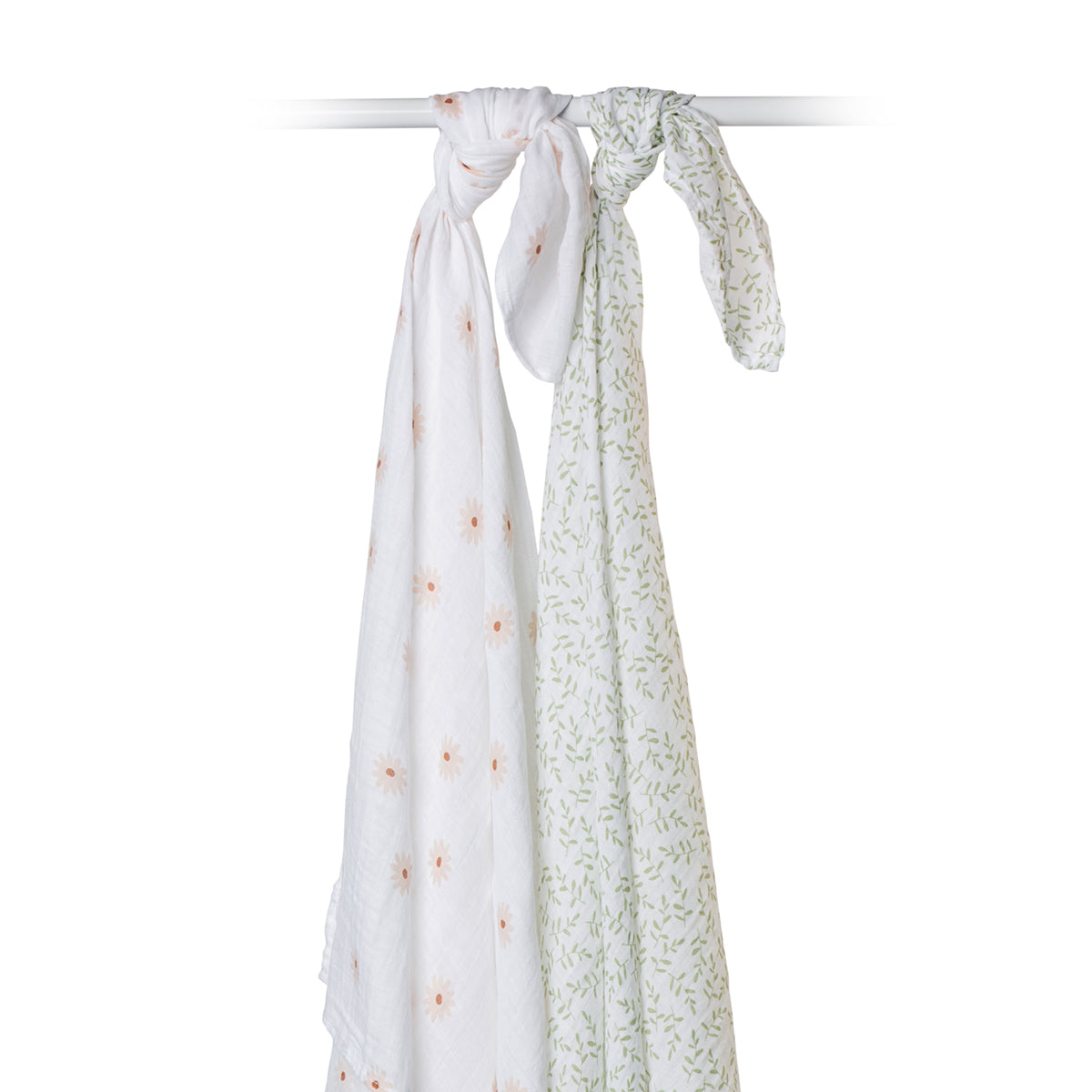 Lulujo Cotton Muslin Set of 2 Large - Daisies and Greenery