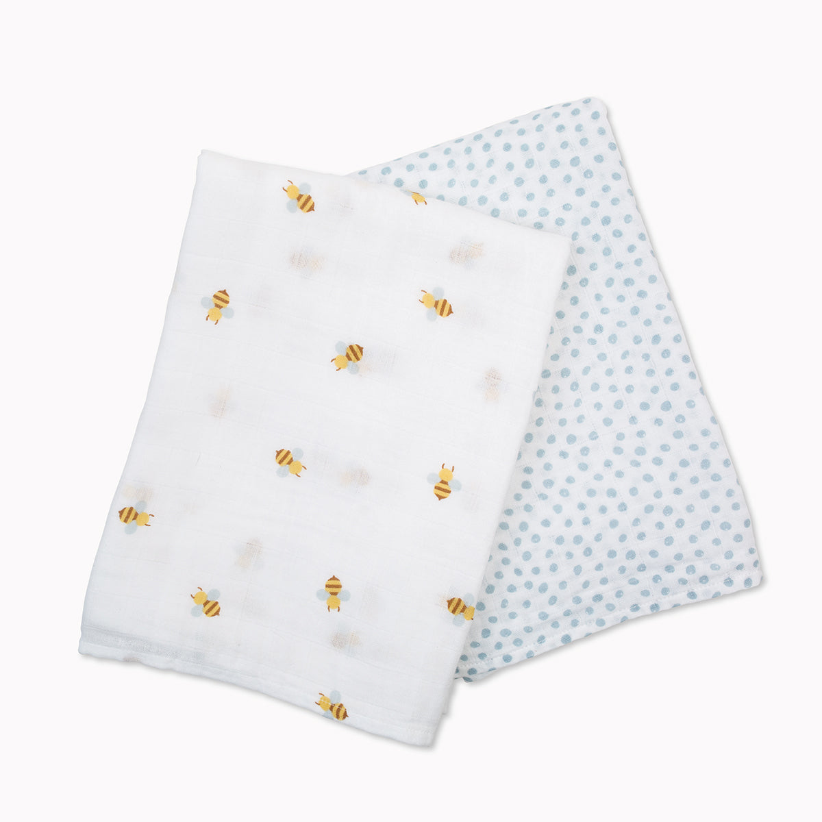 Lulujo Cotton Muslin Set of 2 Large - Bees and Dots