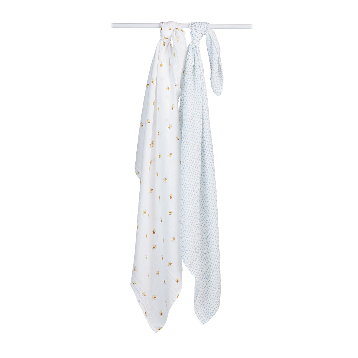 Lulujo Cotton Muslin Set of 2 Large - Bees and Dots