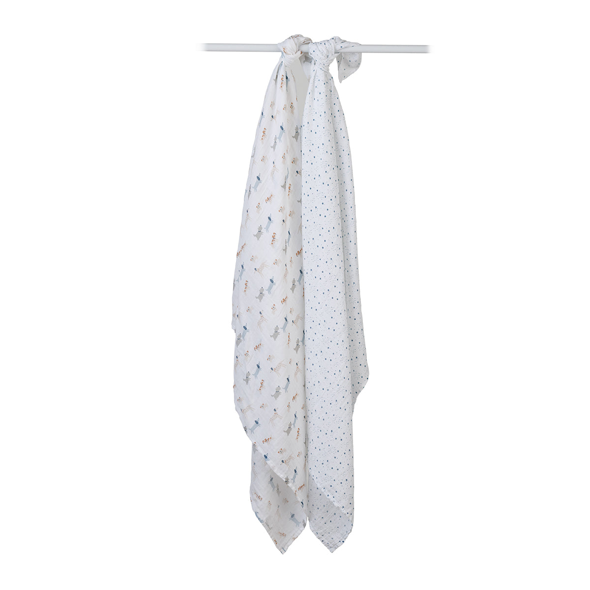 Lulujo Cotton Muslin Set of 2 Large - Puppy Dog and Stars