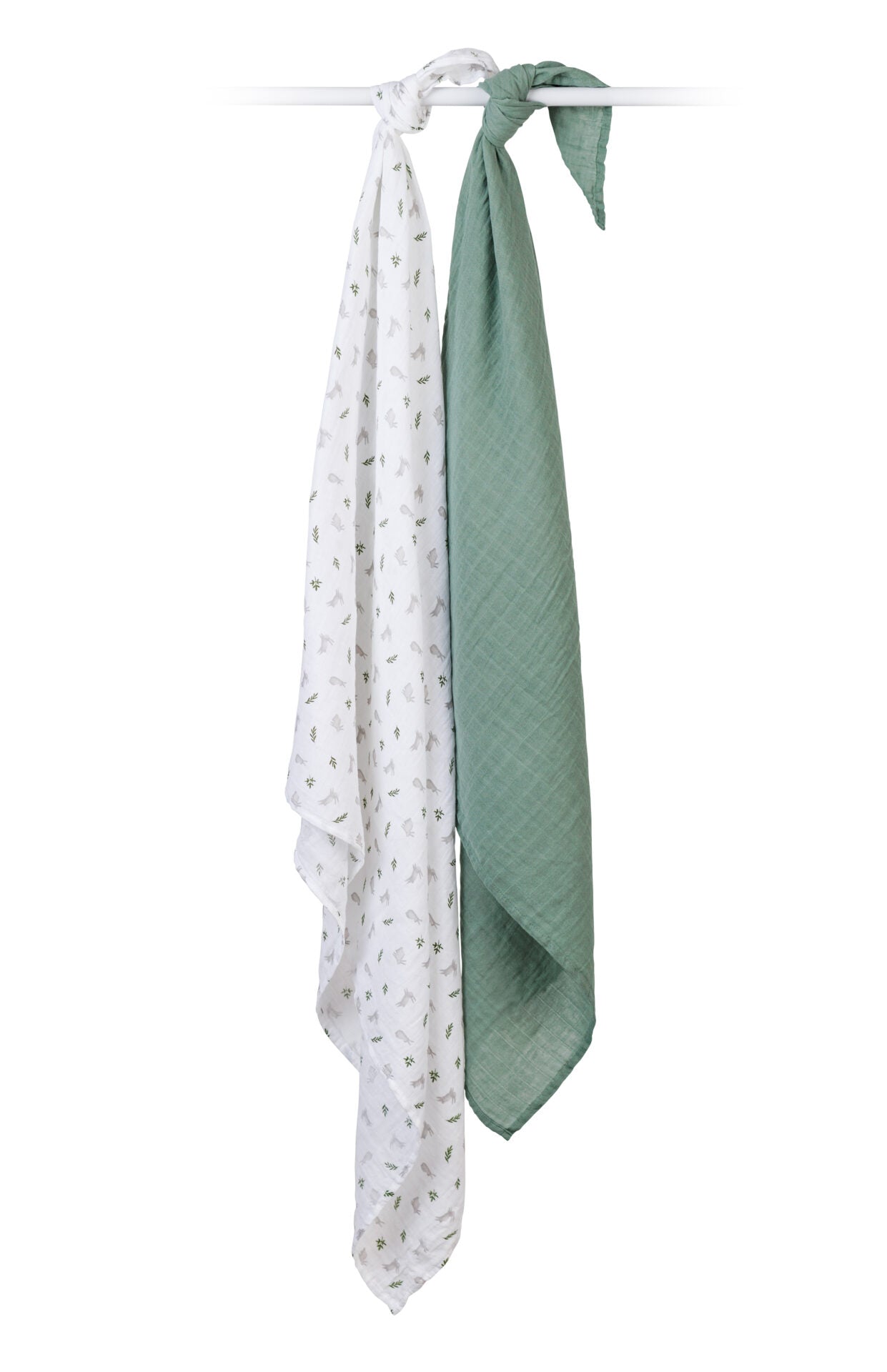 Lulujo Cotton Muslin Set of 2 Large - Bunnies and Fern