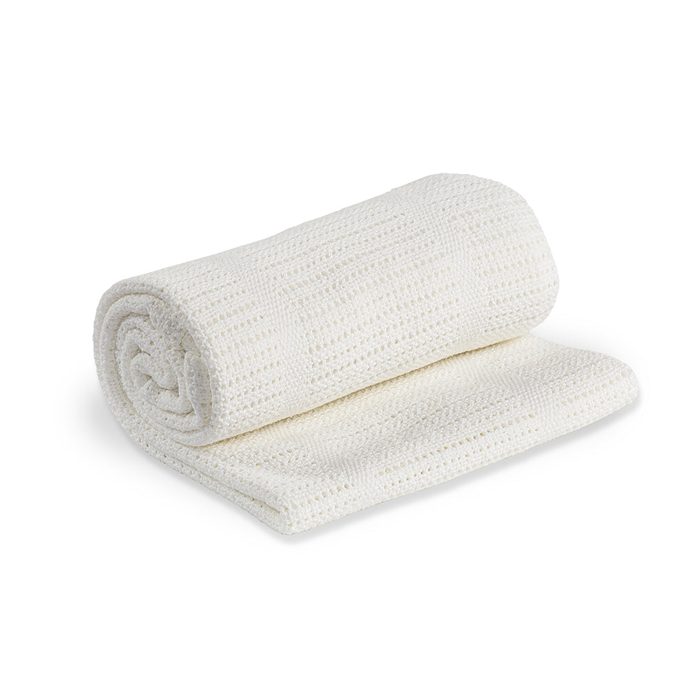 Lulujo Cotton Cellular Blanket - White