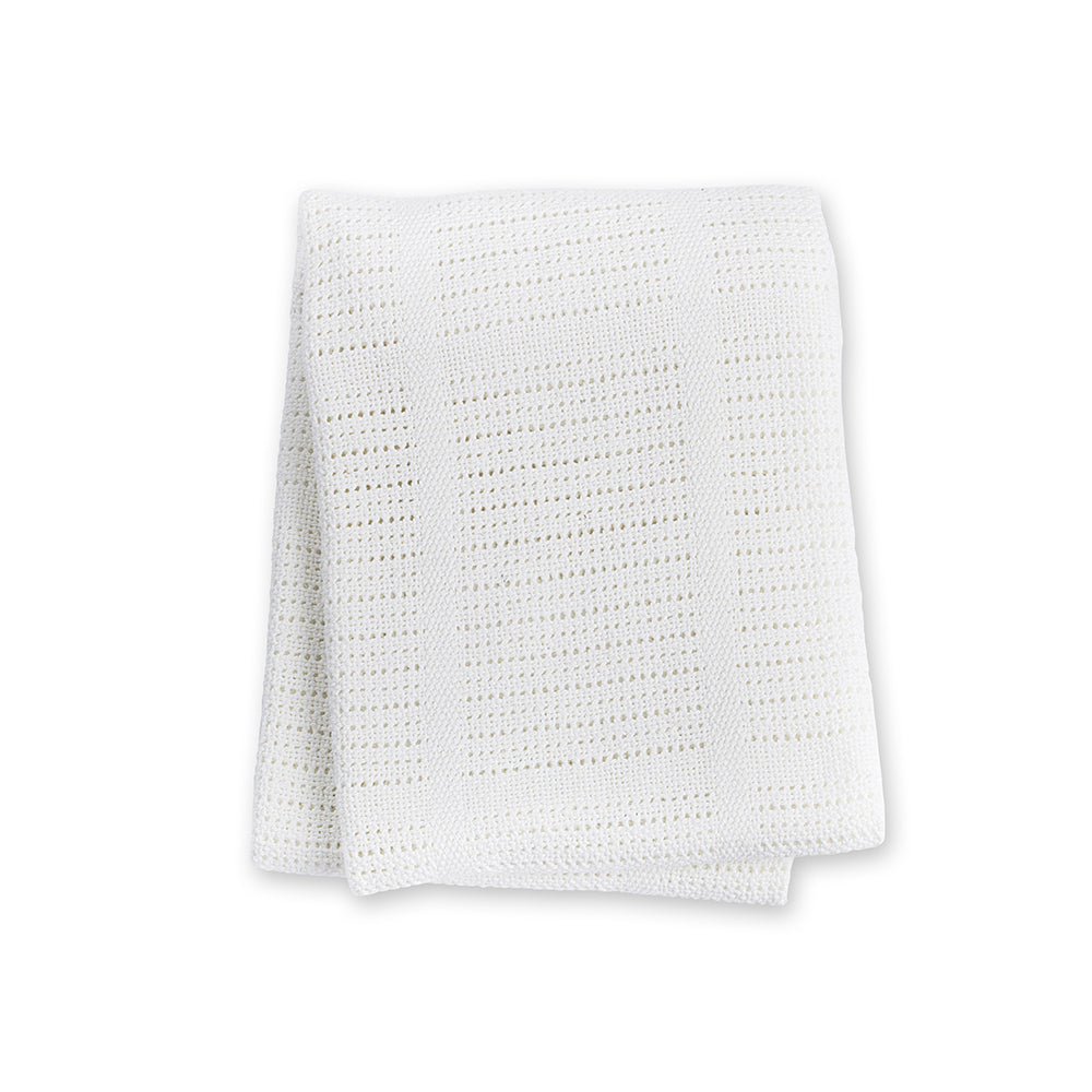 Lulujo Cotton Cellular Blanket - White