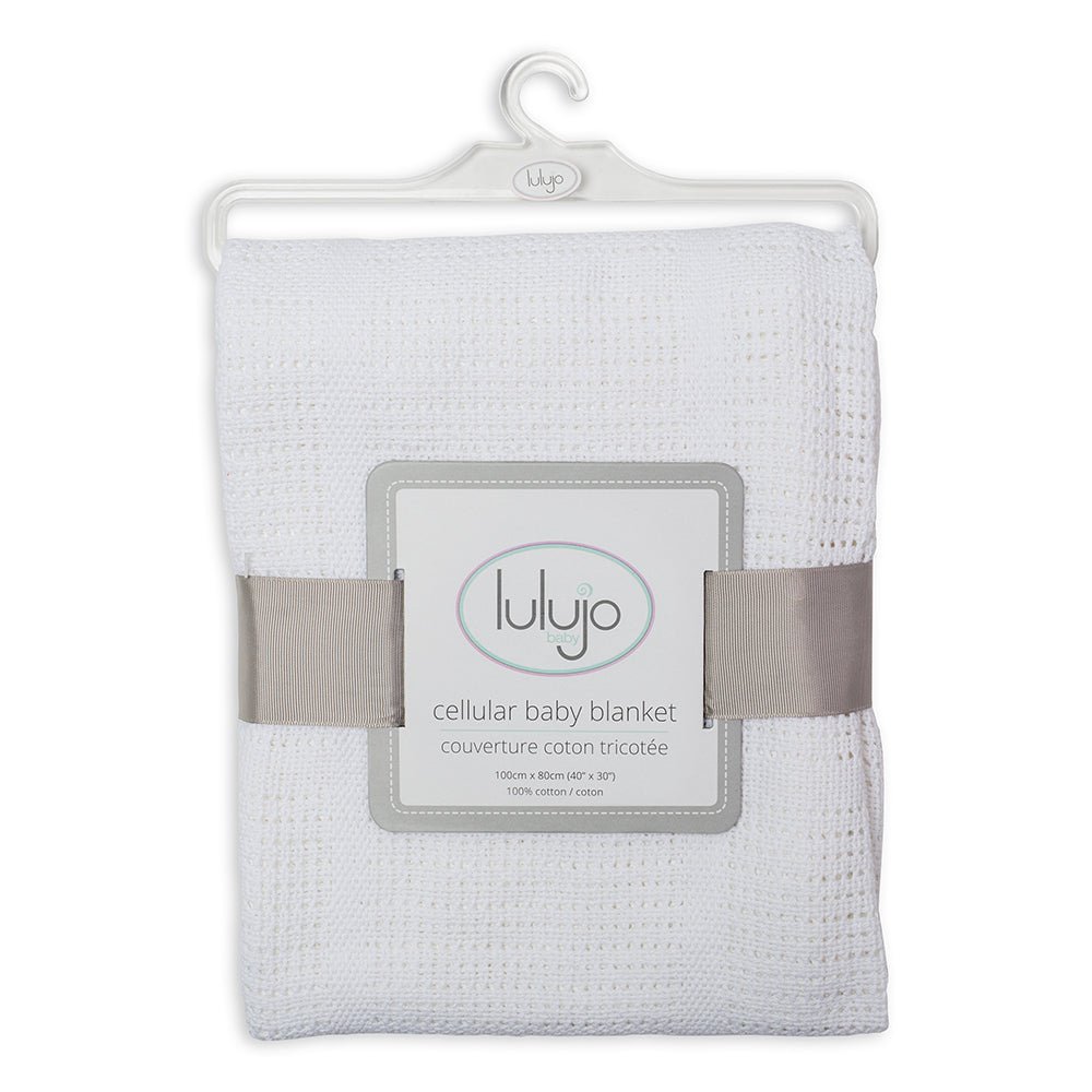 Lulujo Cotton Cellular Blanket - White