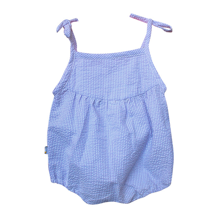 Lil' Tati Lily Playsuit in Purple Seersucker
