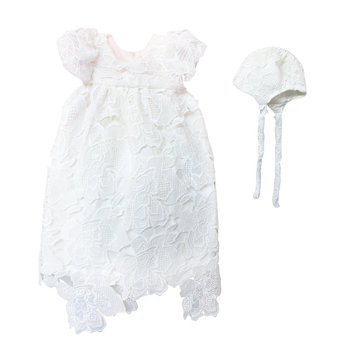 Lil' Tati Magnolia Christening Set - Rose Eyelet White