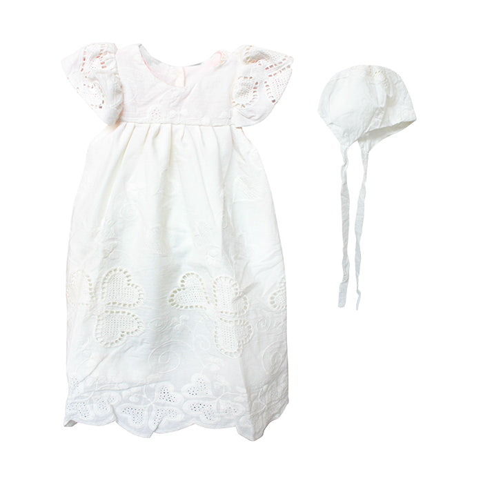 Lil' Tati Magnolia Christening Set - White Hearts Eyelet