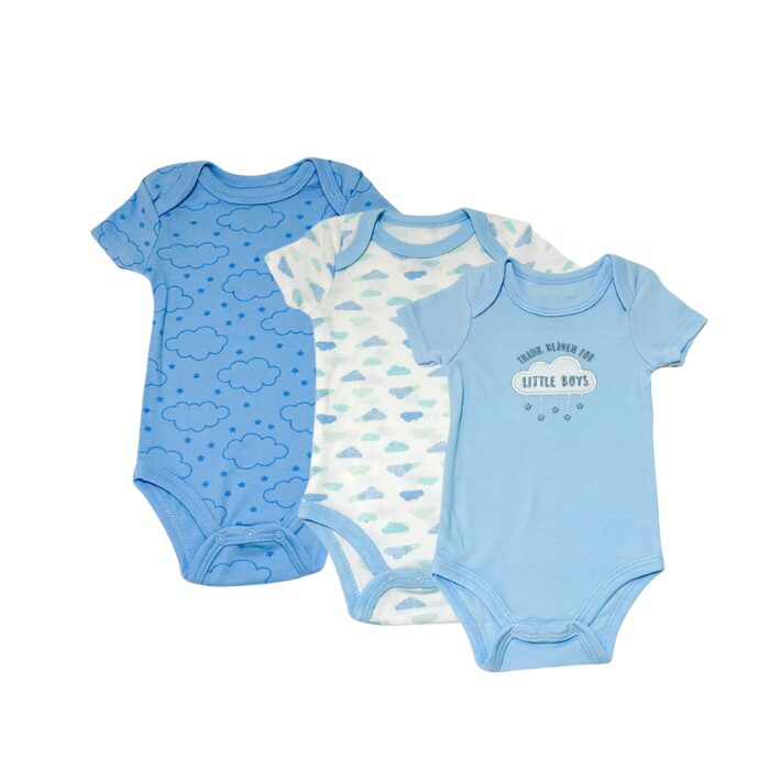 Little Steps 3-Piece Bodysuit Set in Blue Clouds