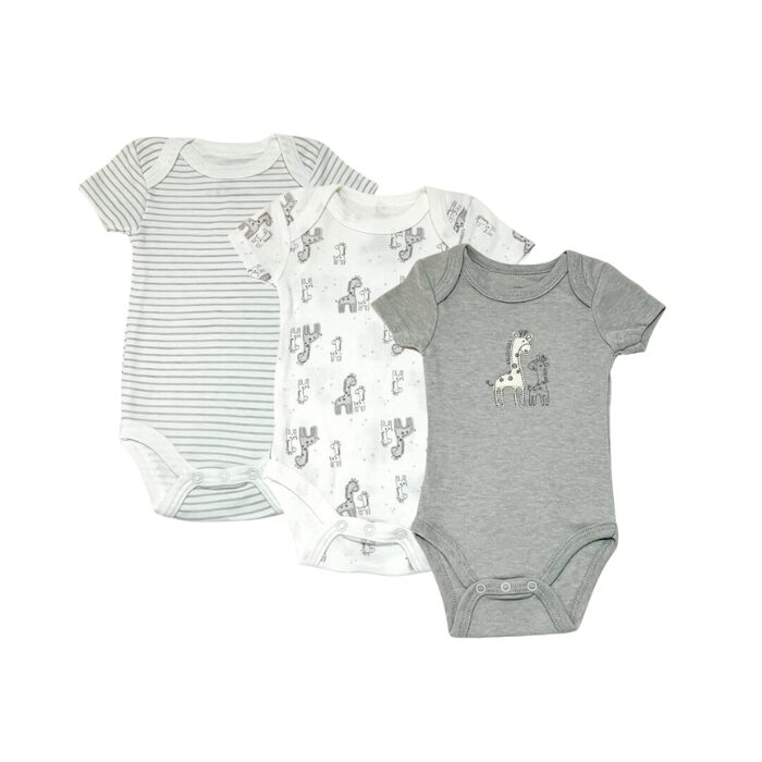 Little Steps 3-Piece Bodysuit Set in Grey Giraffe