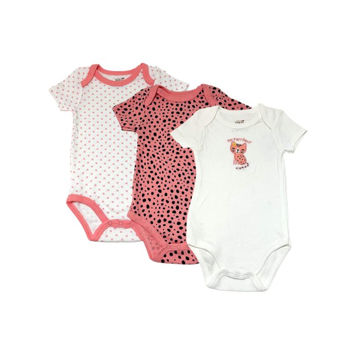 Little Steps 3-Piece Bodysuit Set in Pink Leopard