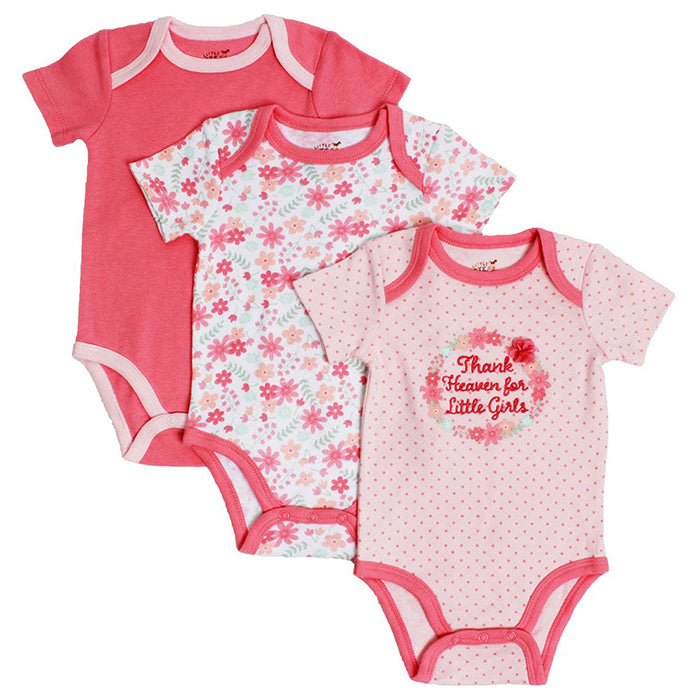 Little Steps 3-Piece Bodysuit set in Pink Floral