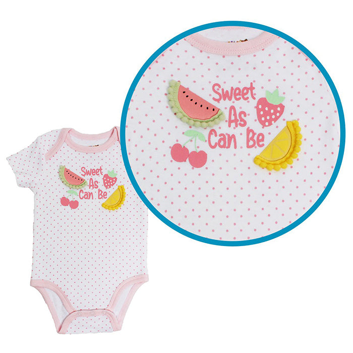 Little Steps 3-Piece Bodysuit set in Pink Fruits