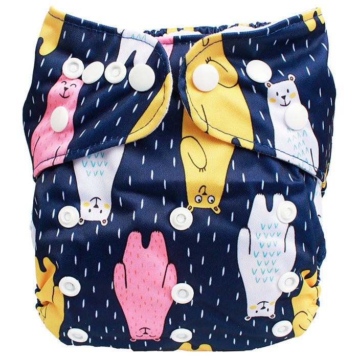 Little Steps Reusable Cloth Diaper with Adjustable Snap Buttons - Bears