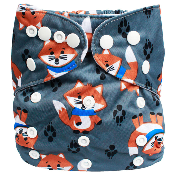 Little Steps Reusable Cloth Diaper with Adjustable Snap Buttons - Fox