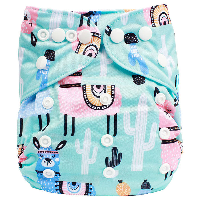 Little Steps Reusable Cloth Diaper with Adjustable Snap Buttons- Llama