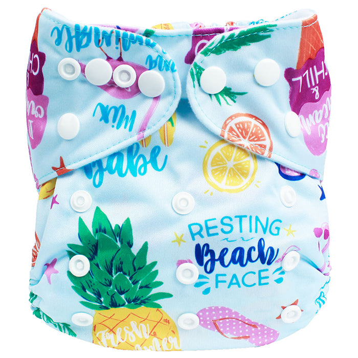 Little Steps Reusable Cloth Diaper with Adjustable Snap Buttons- Summer Theme