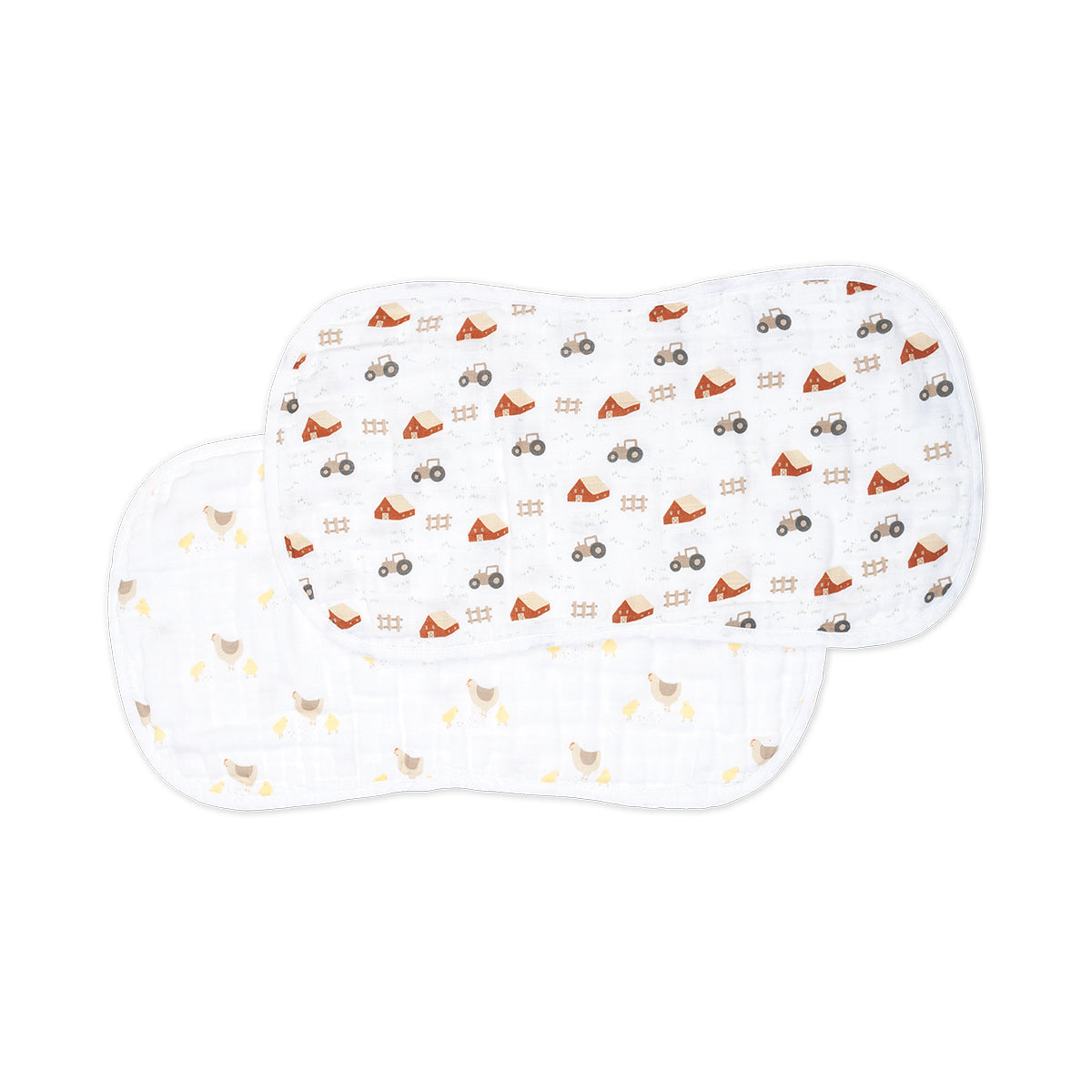 Lulujo Muslin Burp Cloth Set of 2 - Barnyard Hen and Chicks