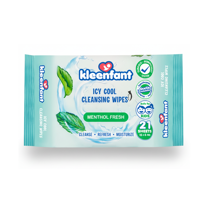 Kleenfant Icy Cool Cleansing Wipes 21 Sheets