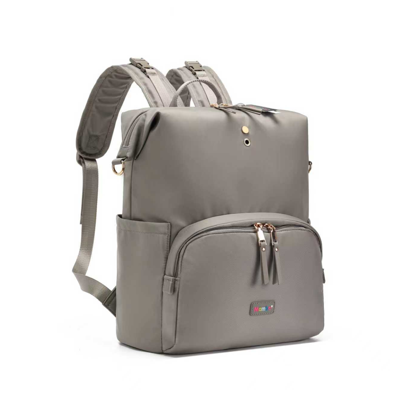 Mambo Nylon Waterproof Multipocket Diaper Bag - Ash Gray