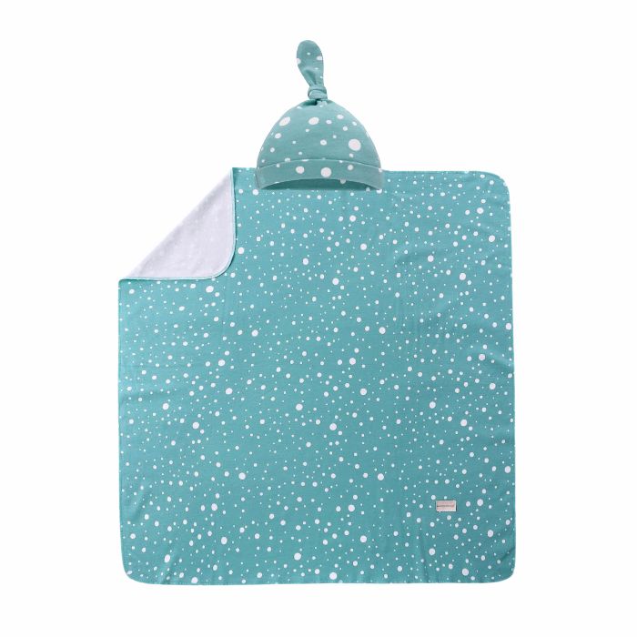 Miracle Baby Tyler Baby Blanket + Matching Hat Set - Lots of Dots