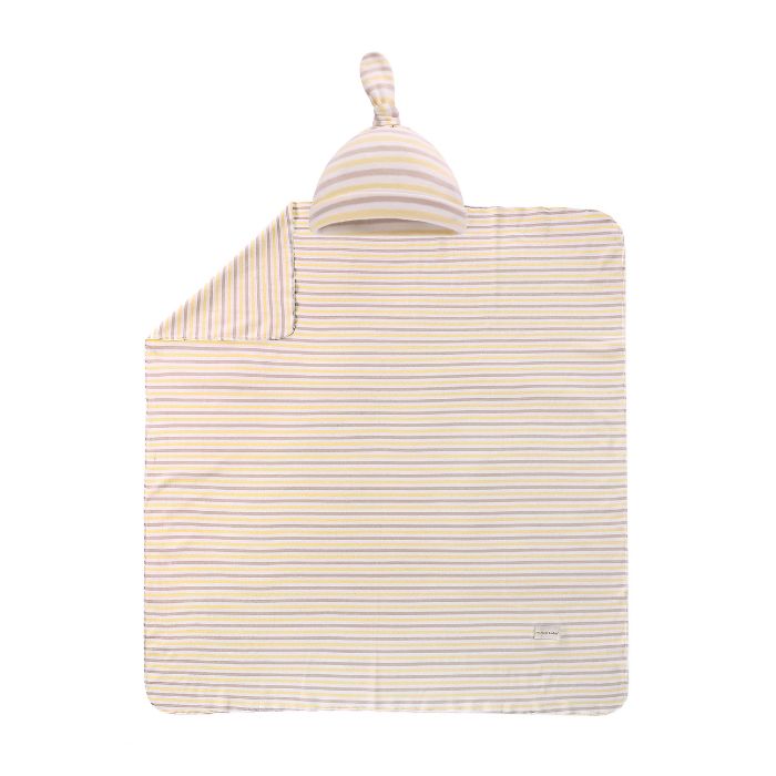 Miracle Baby Tyler Baby Blanket + Matching Hat Set - Stripy