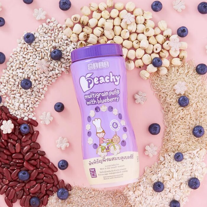 Peachy Baby Natural Baby Food - Multigrain Puffs with Blueberry - 40g