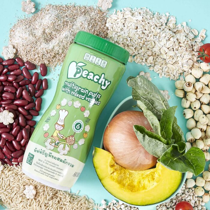 Peachy Baby Natural Baby Food - Multigrain Puffs with Mixed Veggie - 40g