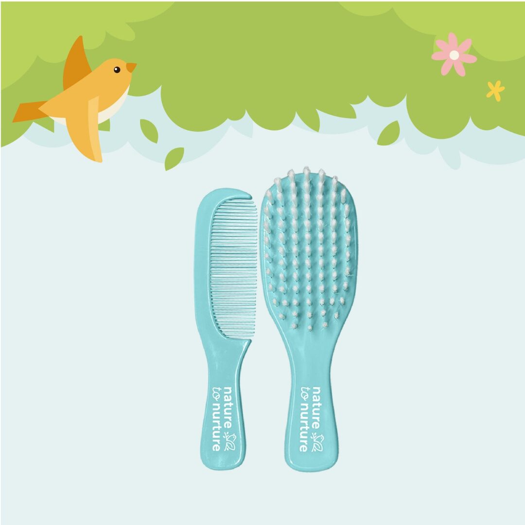 Nature To Nurture Baby Brush And Comb Set Aqua