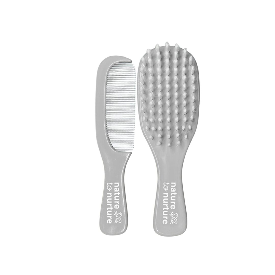 Nature To Nurture Baby Brush And Comb Set Gray