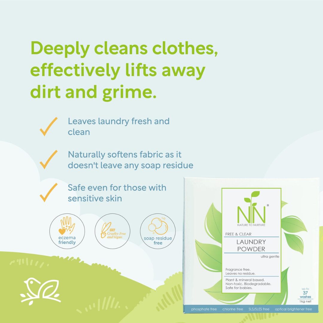 Nature To Nurture Laundry Powder Fragrance Free 1kg