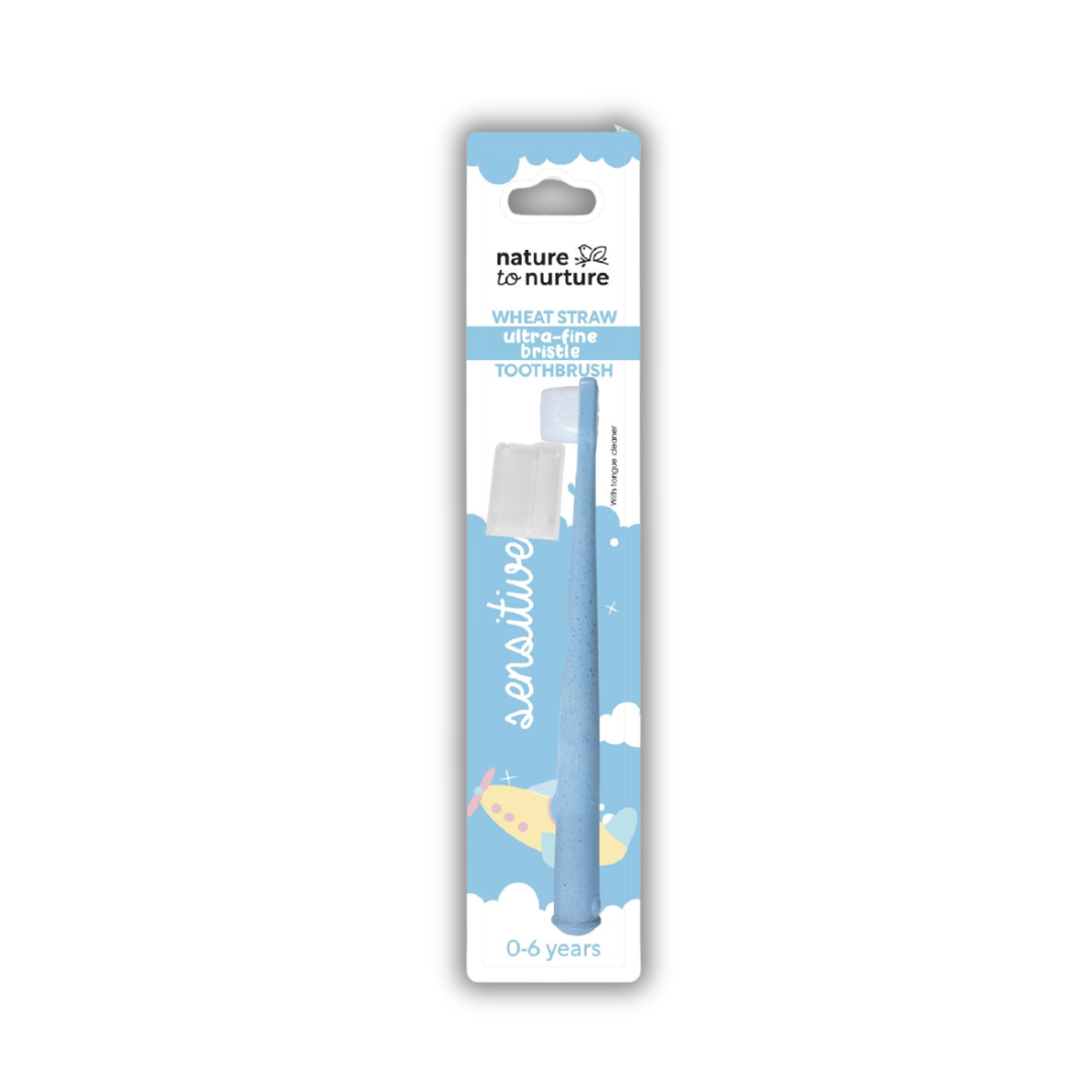Nature To Nurture Sensitive Wheat Straw Ultra-Fine Bristle Toothbrush (0-6 Yrs Old) - Blue