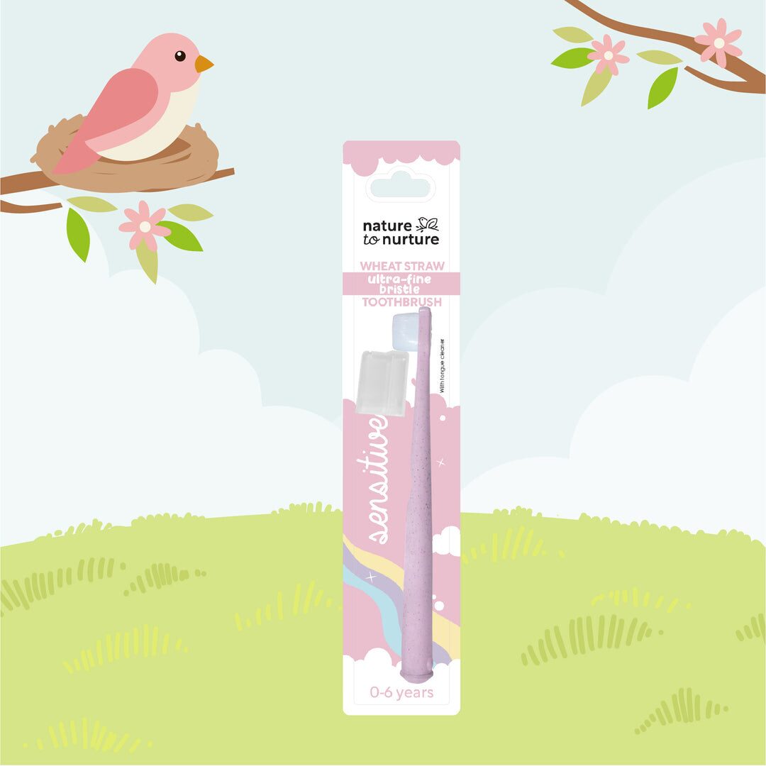 Nature To Nurture Sensitive Wheat Straw Ultra-Fine Bristle Toothbrush (0-6 Yrs Old) - Pink