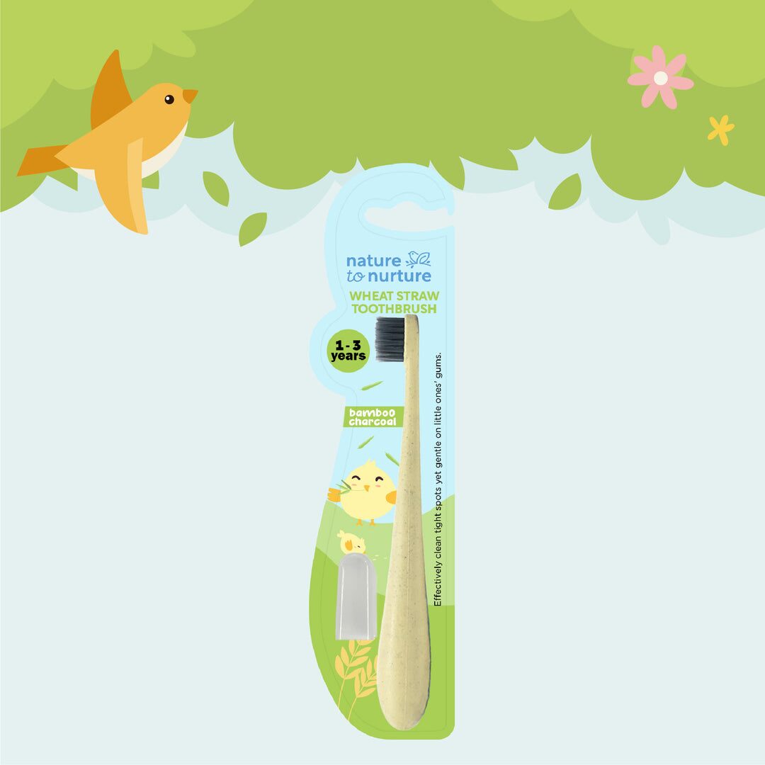 Nature To Nurture Wheat Straw Bamboo Charcoal Toothbrush (1-3 Yrs Old) - Yellow