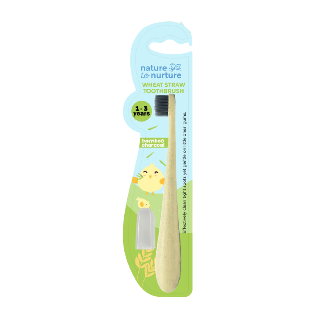 Nature To Nurture Wheat Straw Bamboo Charcoal Toothbrush (1-3 Yrs Old) - Yellow