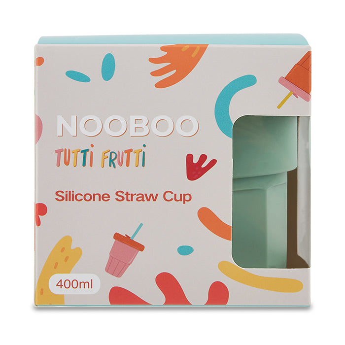 Nooboo Tutti Frutti Silicone Straw Cup 400ml - Moss